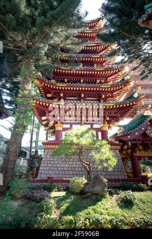 Minh Thanh Pagoda, Pleiku City, Gia Lai, Vietnam - March 6, 2021: Minh Thanh Pagoda is considered as an attractive tourist attraction of Pleiku - Gia Stock Photo