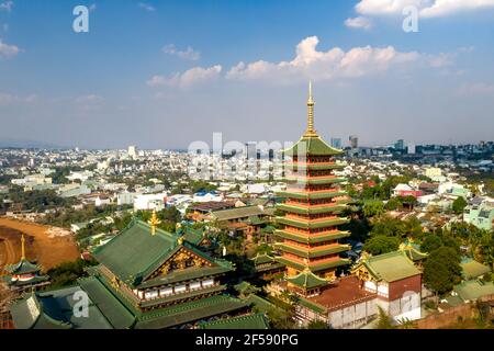 Minh Thanh Pagoda, Pleiku City, Gia Lai, Vietnam - March 6, 2021: Minh Thanh Pagoda is considered as an attractive tourist attraction of Pleiku - Gia Stock Photo