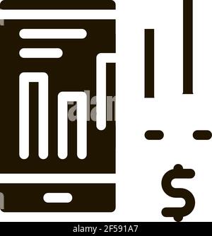 promotion chart on phone icon Vector Glyph Illustration Stock Vector