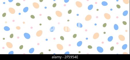 Vector illustration seamless on a white background Pattern of blue Easter eggs. Design of banner postcards packaging Stock Vector