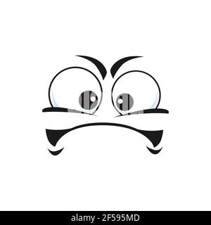 Upset emoticon sad face expression isolated icon Stock Vector