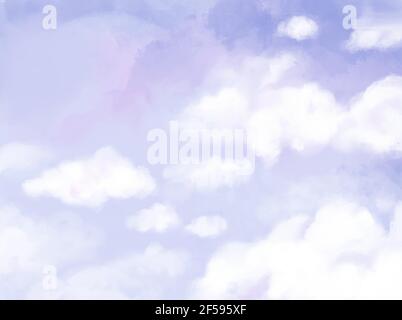 Hand painted watercolor pastel sky background Vector illustration. Stock Vector