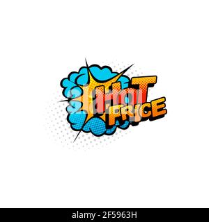 Comic label hot price sale special offer burst tag Stock Vector