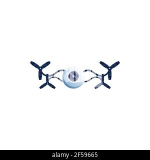 Drone robot with camera and propellers isolated Stock Vector