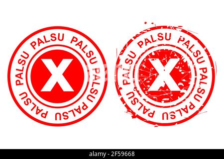 Vector 2 Style Red Circle, Palsu or fake in indonesia language Stock Vector