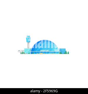 Terminal, traffic control tower, airport building Stock Vector