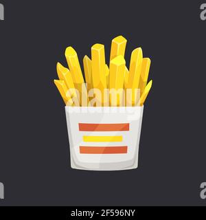 Fried potatoes in box isolated fastfood snack icon Stock Vector