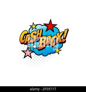 Pop art comic cash back cloud isolated sign icon Stock Vector