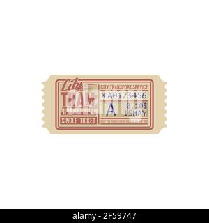 City transport single ticket on one trip on tram Stock Vector