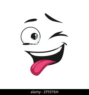 Cartoon smiling face, funny vector frisky feelings Stock Vector