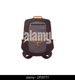 Kids schoolbag isolated icon, brown color knapsack Stock Vector
