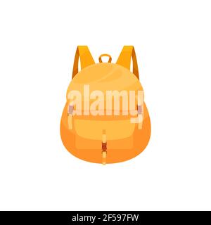 Kids schoolbag isolated vector icon, cartoon rucksack of brown and ...