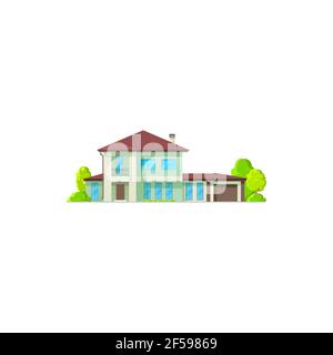House building isolated patio facade exterior home Stock Vector