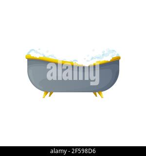 Bathtub bathroom interior object, soapy bubbles Stock Vector