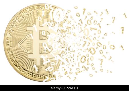 Bitcoin crypto currency paying online pay digital money cryptocurrency business finances isolated on white bit coin Stock Photo
