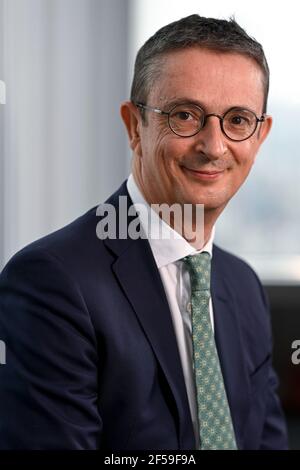 Bpost CEO ad-interim Dirk Tirez poses for the photographer at the Bpost ...