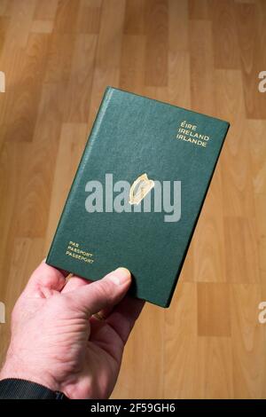 Green passport used in Ireland before joining the European Union (Common Market) Stock Photo