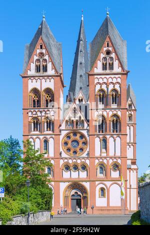 geography / travel, Germany, Limburg an der Lahn, Limbourg cathedral, main facade, cathedral square, Additional-Rights-Clearance-Info-Not-Available Stock Photo