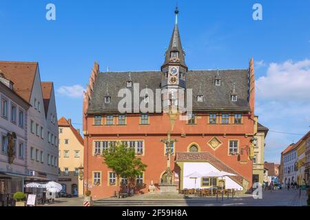 geography / travel, Germany, Ochsenfurt, new city hall with Lanzentuermchen, Additional-Rights-Clearance-Info-Not-Available Stock Photo
