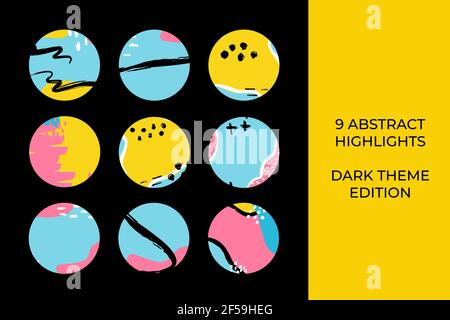Set of instagram stories and highlight stories icon with post template easily  Stock Vector