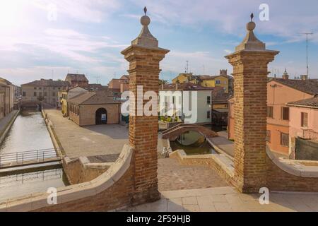 geography / travel, Italy, Comacchio, Trepponti, via Pescheria, Additional-Rights-Clearance-Info-Not-Available Stock Photo