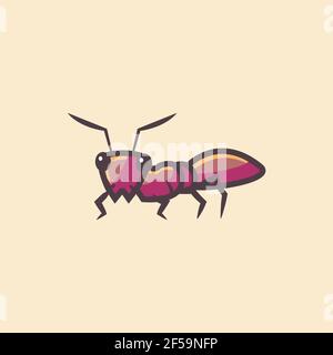 ant illustration, cartoon insect. premium vector icon Stock Vector