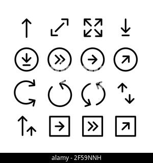 Arrows. Pixel perfect editable stroke ui icons Stock Vector
