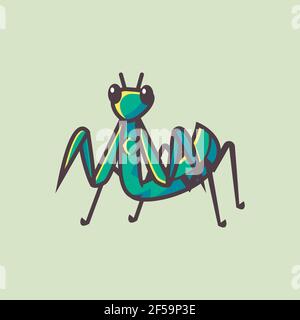 Cute mantis design illustration. Premium vector Stock Vector