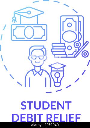 Student debt relief concept icon Stock Vector