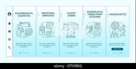 Microplastics types onboarding vector template Stock Vector