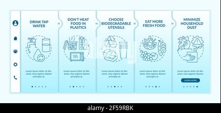 Avoiding microplastics tips onboarding vector template Stock Vector