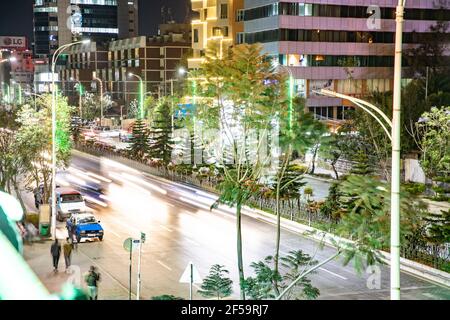 Addis Ababa, Ethiopia Nightlife around Bole. Stock Photo