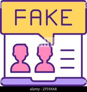 Fake profile photos on dating website RGB color icon. Stock Vector