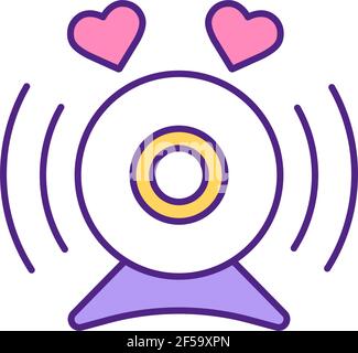 Online video call dating RGB color icon. Stock Vector