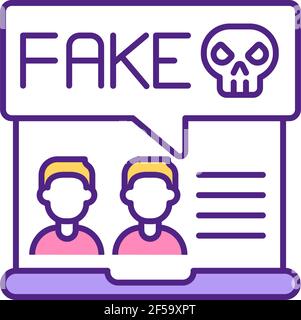Fake dater profile on website RGB color icon. Stock Vector
