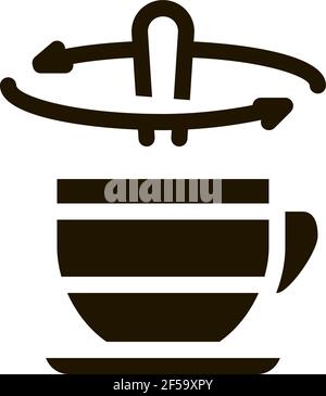 stirring spoon in cup of tea icon Vector Glyph Illustration Stock Vector