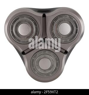 3D floating three razor head, waterproof rotary type electric wireless shaver - isolated on white background Stock Photo