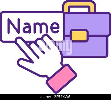 Entering profile name on website RGB color icon. Stock Vector