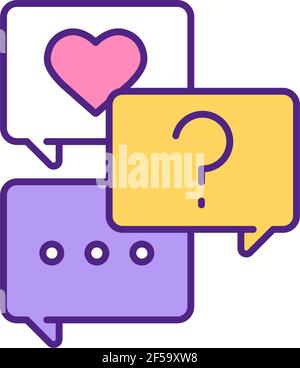 Online chatting, finding love RGB color icon. Stock Vector