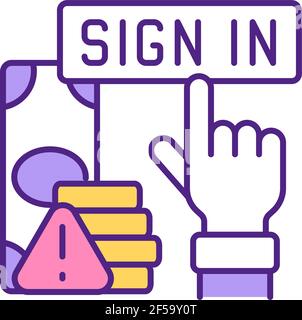 Paid sign in on dating website RGB color icon. Stock Vector