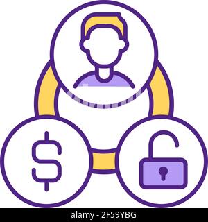Monthly payment to activate user account RGB color icon. Stock Vector