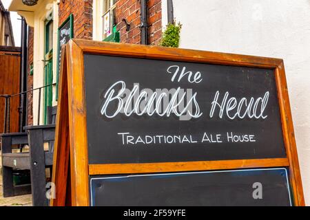 Exterior of the Blacks Head pub in Wirksworth Derbyshire England UK prior to its renaming due to the racist connotations of its original name. Stock Photo