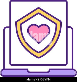 Secure online dating website RGB color icon. Stock Vector