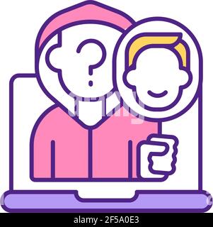 Fake user on dating app RGB color icon. Stock Vector