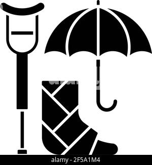 Disability insurance black glyph icon Stock Vector