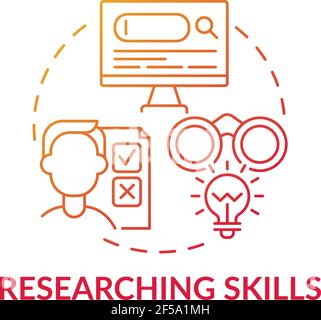 Researching skills red gradient concept icon Stock Vector