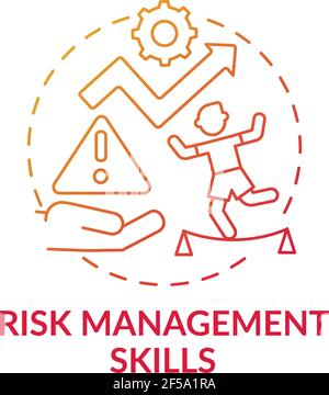 Risk management skills red gradient concept icon Stock Vector