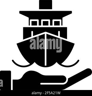 Marine insurance black glyph icon Stock Vector