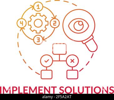 Implement solutions red gradient concept icon Stock Vector