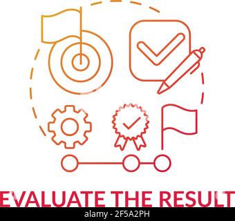 Evaluate the result red gradient concept icon Stock Vector